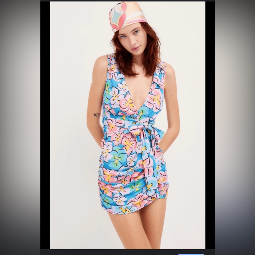 For Love and Lemons Yasmin Blueโ Pink Mini Dress Size Medium